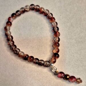 Crackle Brown Beaded Bracelet and Silver